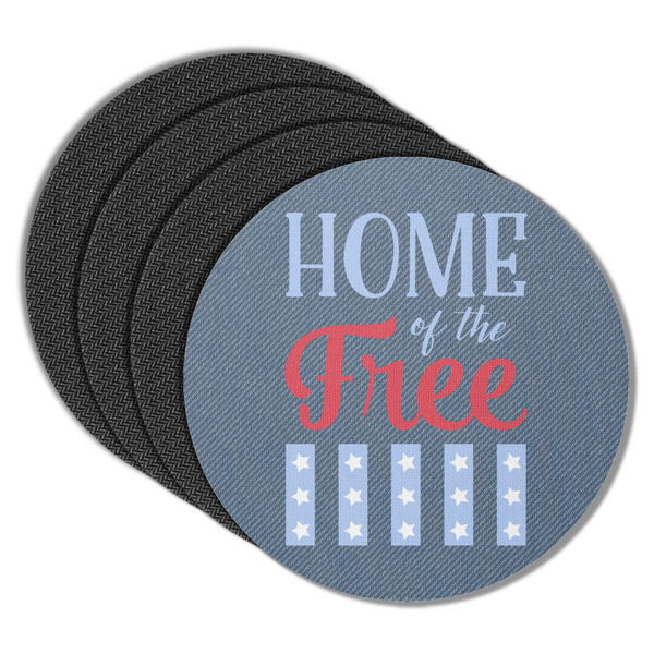 Custom American Quotes Round Rubber Backed Coasters - Set of 4