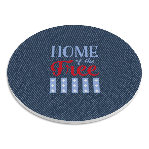 American Quotes Round Stone Trivet - Angle View