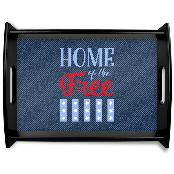 Custom American Quotes Black Wooden Tray - Large
