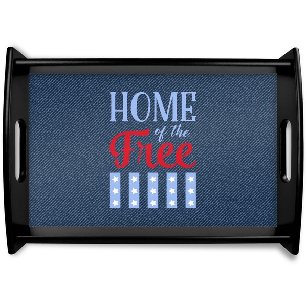 Custom American Quotes Black Wooden Tray - Small