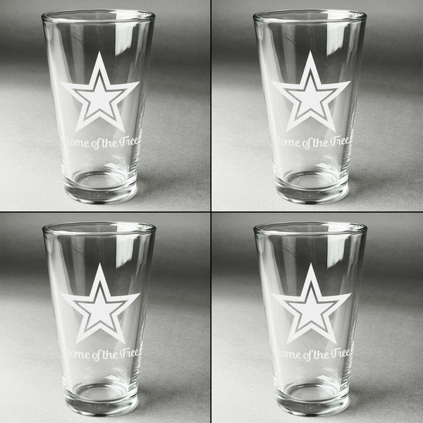 American Quotes Set of Four Engraved Beer Glasses - Individual View