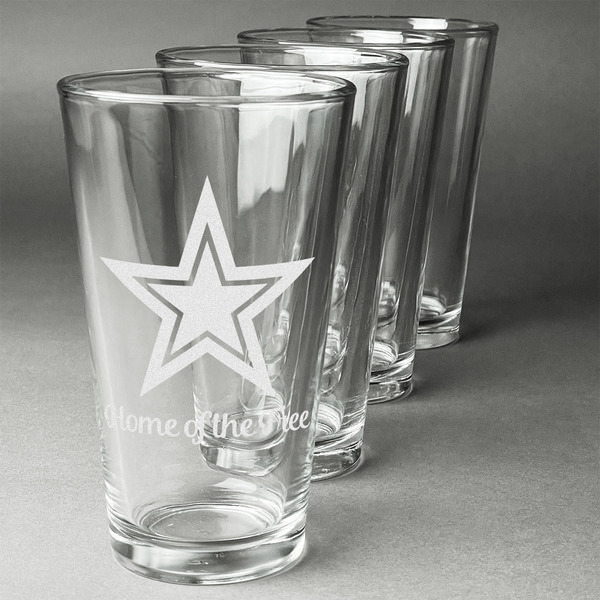 Custom American Quotes Pint Glasses - Engraved (Set of 4)