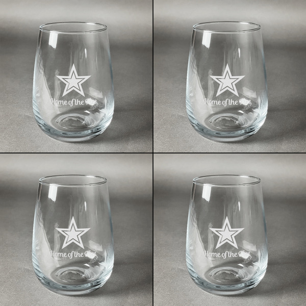 American Quotes Set of Four Personalized Stemless Wineglasses (Approval)