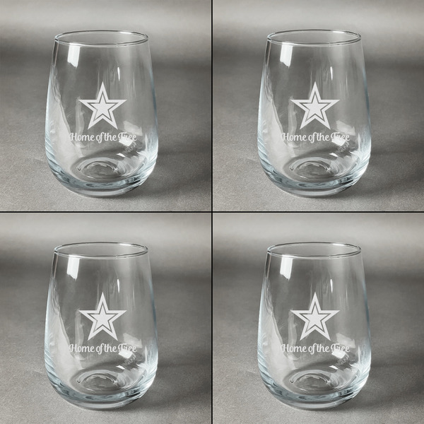 American Quotes Set of Four Personalized Stemless Wineglasses (Approval)
