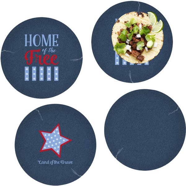 Custom American Quotes Set of 4 Glass Lunch / Dinner Plate 10" (Personalized)