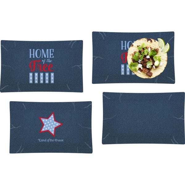 Custom American Quotes Set of 4 Glass Rectangular Lunch / Dinner Plate (Personalized)