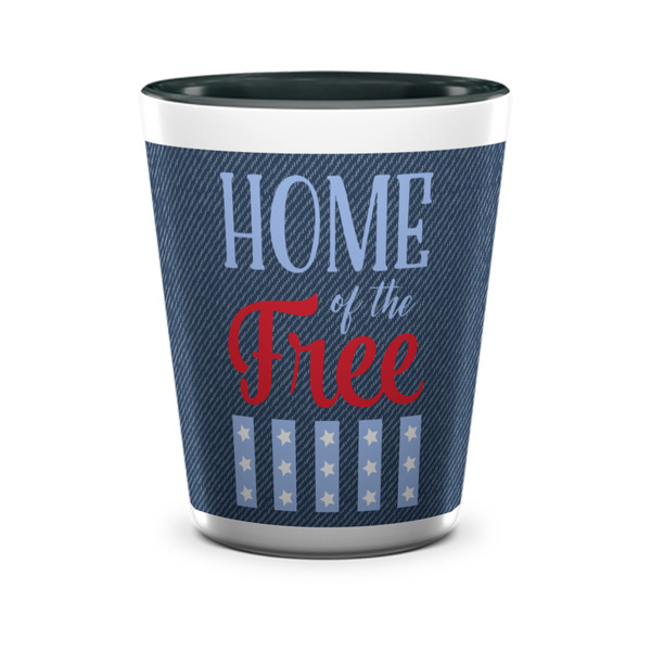 Custom American Quotes Ceramic Shot Glass - 1.5 oz - Two Tone - Set of 4