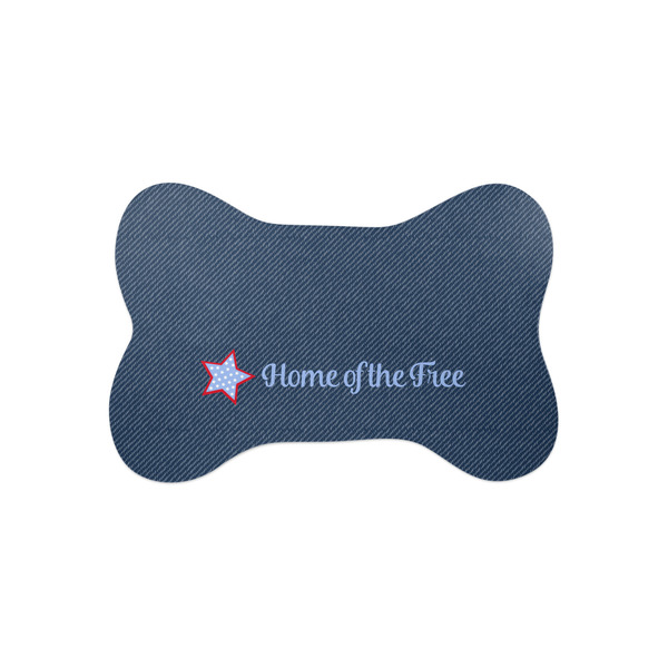 Custom American Quotes Bone Shaped Dog Food Mat (Small)
