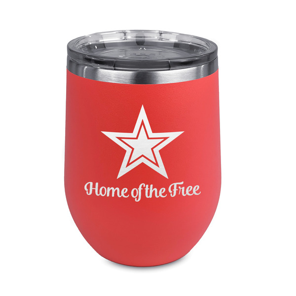 Custom American Quotes Stemless Stainless Steel Wine Tumbler - Coral - Double Sided