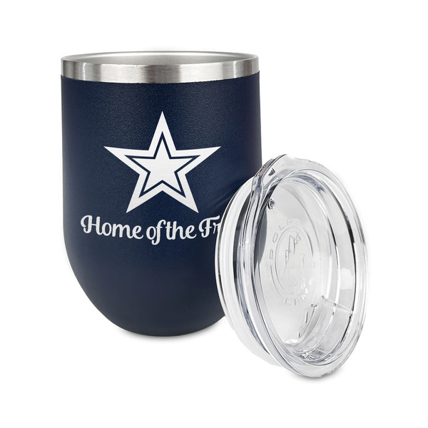 American Quotes Stainless Wine Tumblers - Navy - Single Sided - Alt View