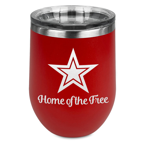 Custom American Quotes Stemless Stainless Steel Wine Tumbler - Red - Double Sided