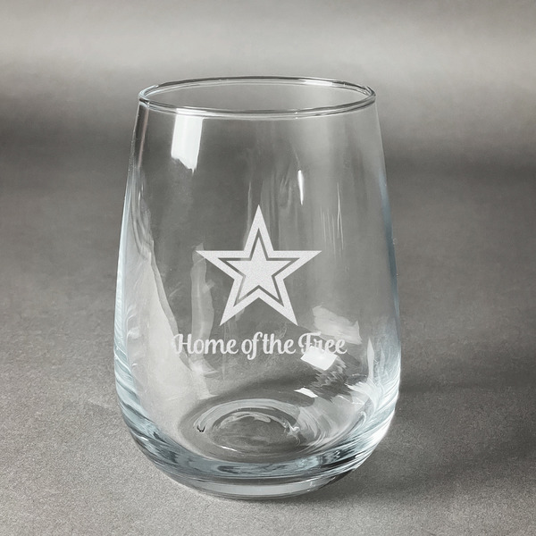 Custom American Quotes Stemless Wine Glass - Engraved