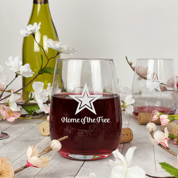 American Quotes Stemless Wine Glass - In Context