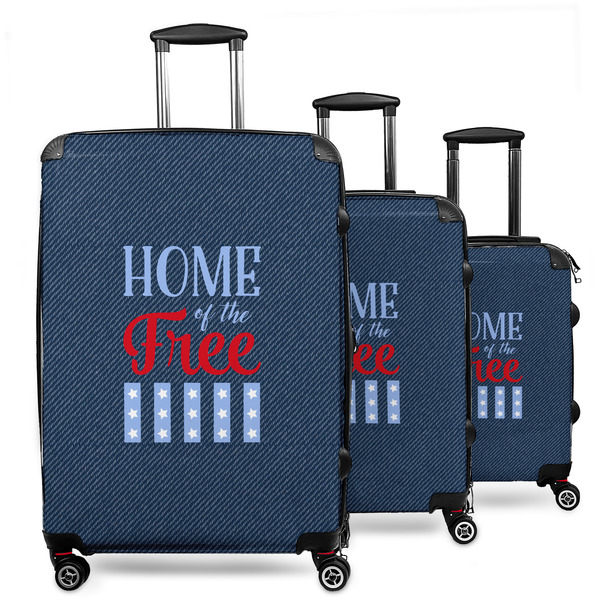 Custom American Quotes 3 Piece Luggage Set - 20" Carry On, 24" Medium Checked, 28" Large Checked