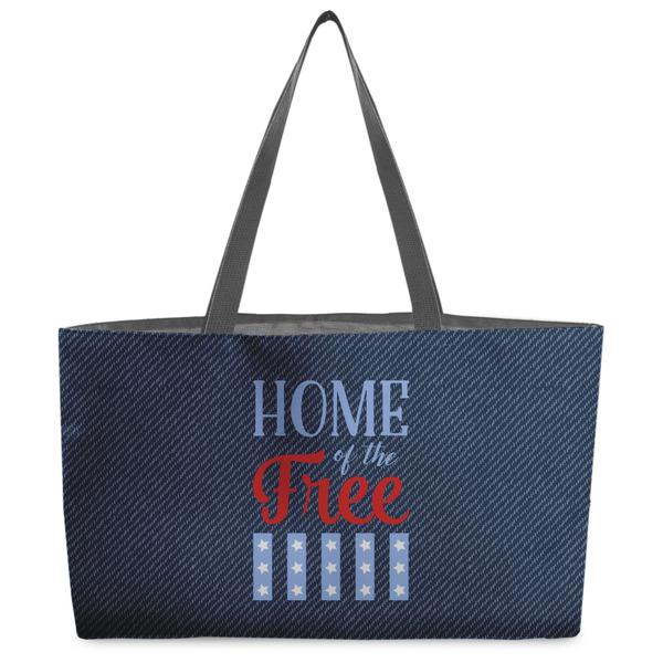 Custom American Quotes Beach Totes Bag - w/ Black Handles