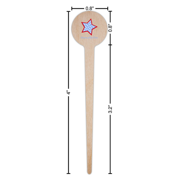 American Quotes Wooden 4" Food Pick - Round - Dimensions