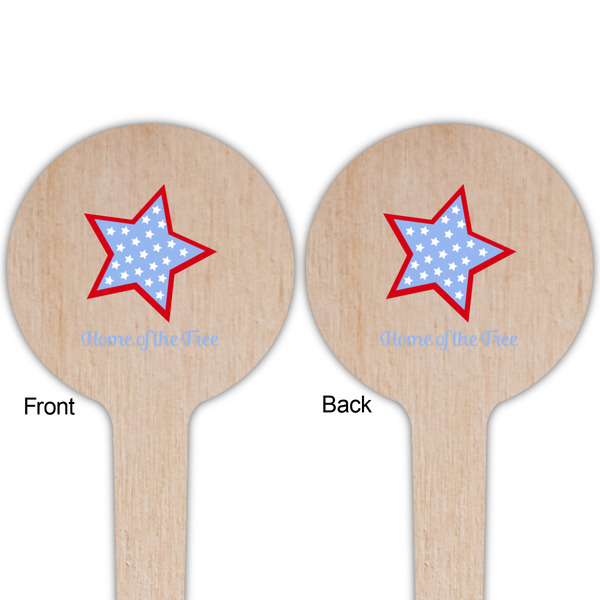 American Quotes Wooden 4" Food Pick - Round - Double Sided - Front & Back