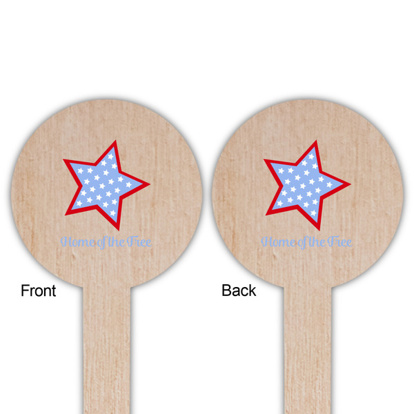 American Quotes Wooden 6" Food Pick - Round - Double Sided - Front & Back