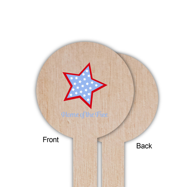 American Quotes Wooden 6" Food Pick - Round - Single Sided - Front & Back