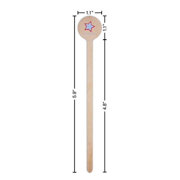 American Quotes Wooden 6" Stir Stick - Round - Dimensions