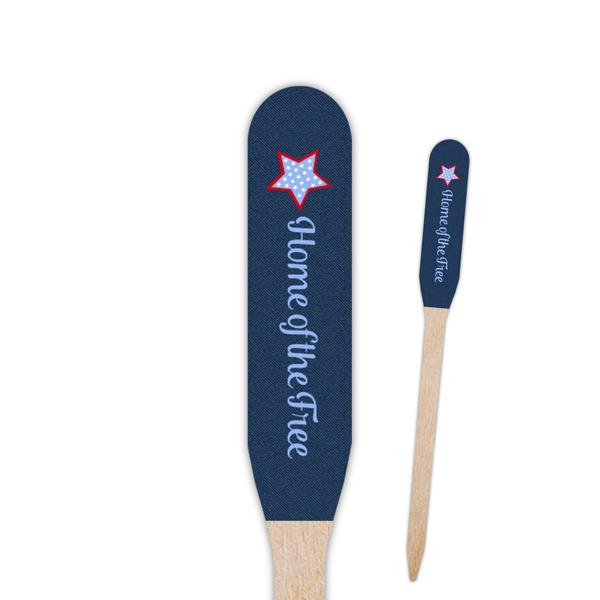 Custom American Quotes Paddle Wooden Food Picks - Double Sided