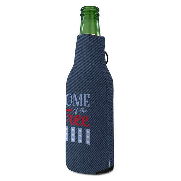 American Quotes Zipper Bottle Cooler - ANGLE (bottle)