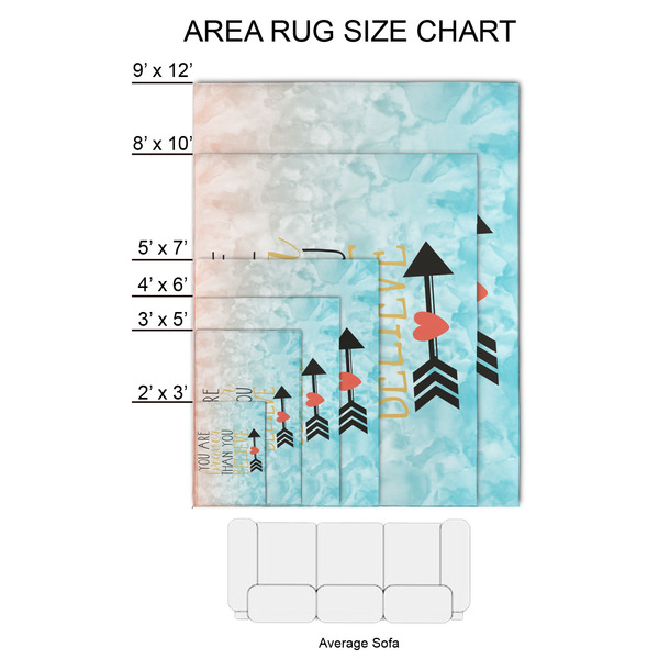 Inspirational Quotes 2'x3' Indoor Area Rugs - Size Chart