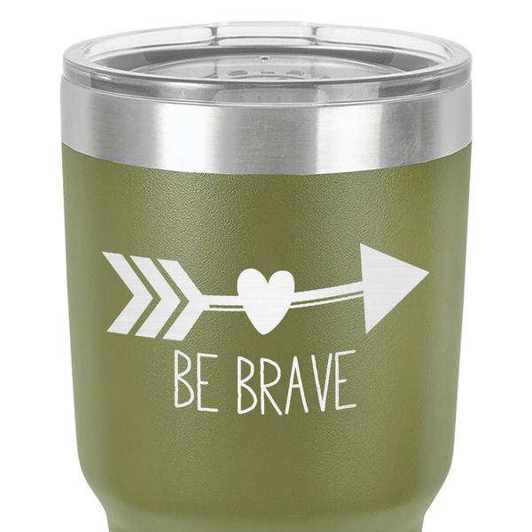 Inspirational Quotes 30 oz Stainless Steel Ringneck Tumbler - Olive - Close Up