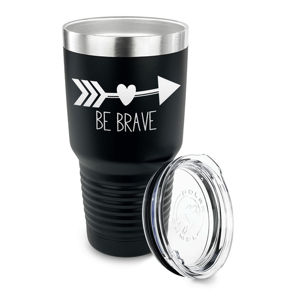 Inspirational Quotes 30 oz Stainless Steel Ringneck Tumblers - Black - LID OFF