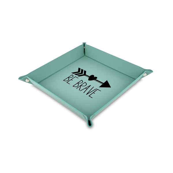 Custom Inspirational Quotes 6" x 6" Teal Faux Leather Valet Tray