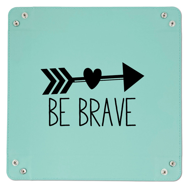 Inspirational Quotes 9" x 9" Teal Leatherette Snap Up Tray - APPROVAL