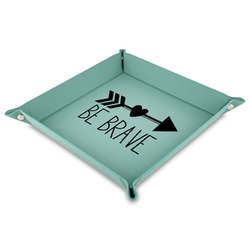 Inspirational Quotes 9" x 9" Teal Faux Leather Valet Tray