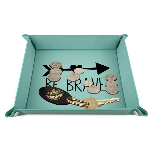 Inspirational Quotes 9" x 9" Teal Leatherette Snap Up Tray - STYLED