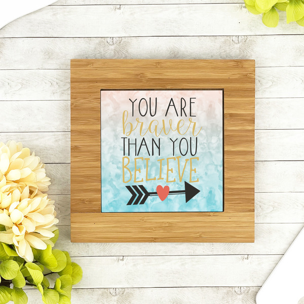 Inspirational Quotes Bamboo Trivet with 6" Tile - LIFESTYLE