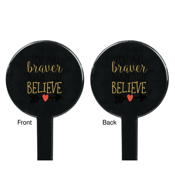Inspirational Quotes Black Plastic 7" Stir Stick - Double Sided - Round - Front & Back