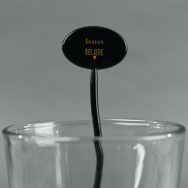 Inspirational Quotes Black Plastic 7" Stir Stick - Oval - Main