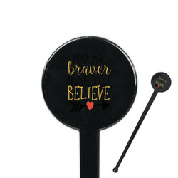 Inspirational Quotes 7" Round Plastic Stir Sticks - Black - Single Sided