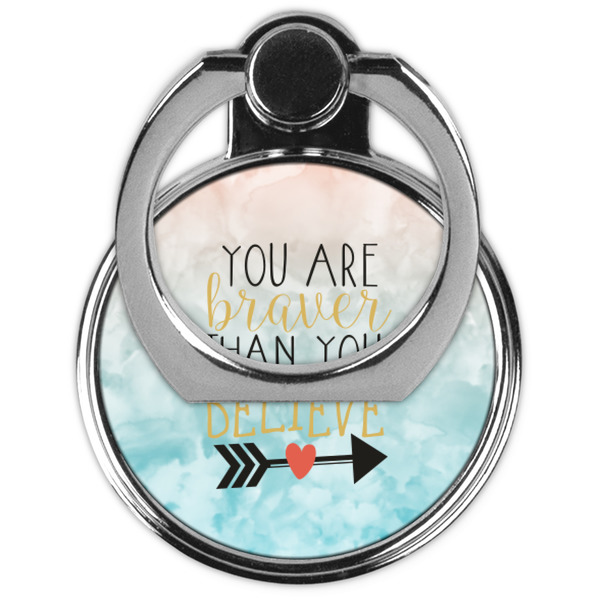 Inspirational Quotes Cell Phone Ring Stand & Holder - Front (Collapsed)