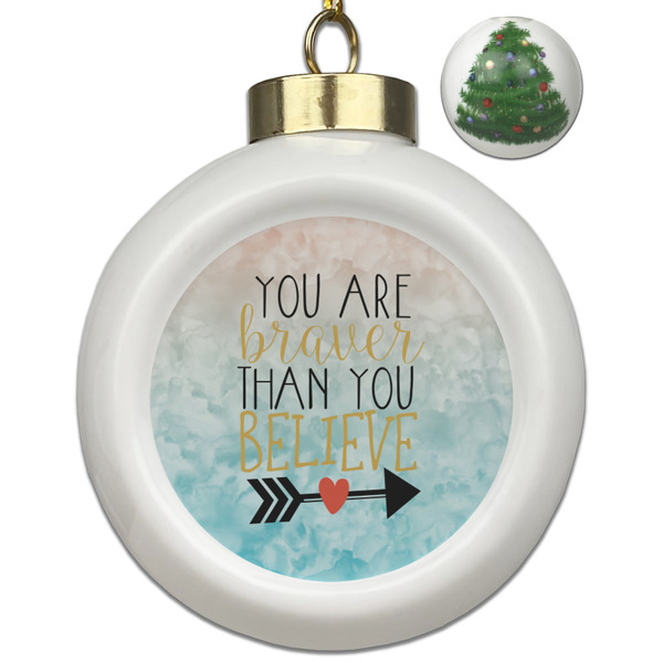 Custom Inspirational Quotes Ceramic Ball Ornament - Christmas Tree