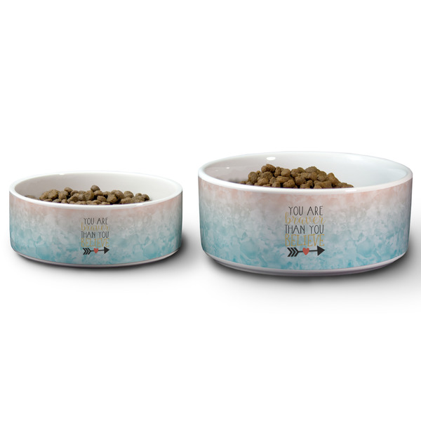 Inspirational Quotes Ceramic Dog Bowls - Size Comparison