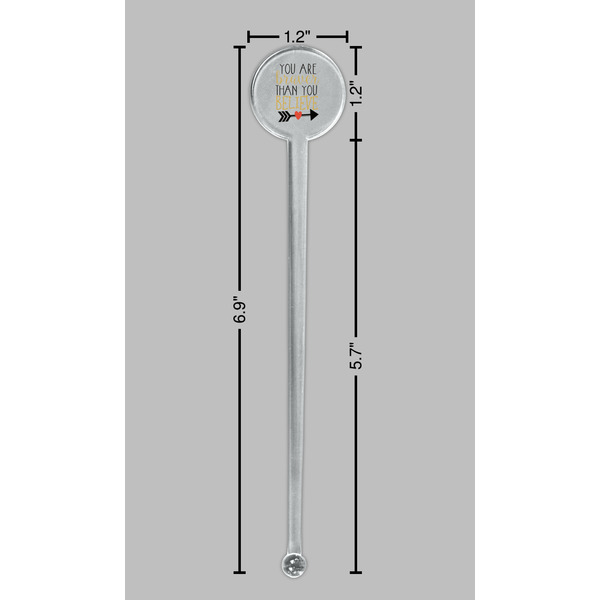 Inspirational Quotes Clear Plastic 7" Stir Stick - Round - Dimensions