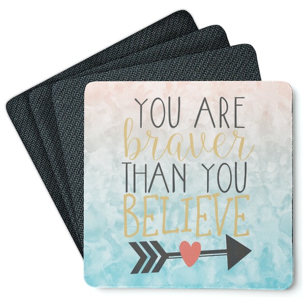 Custom Inspirational Quotes Square Rubber Backed Coasters - Set of 4