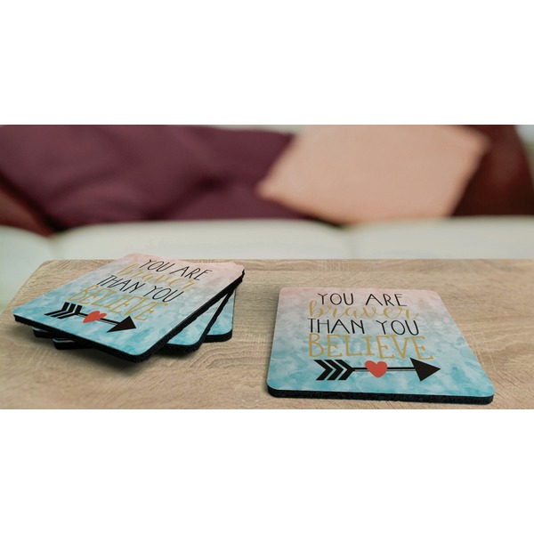 Inspirational Quotes Coaster Rubber Back - On Coffee Table