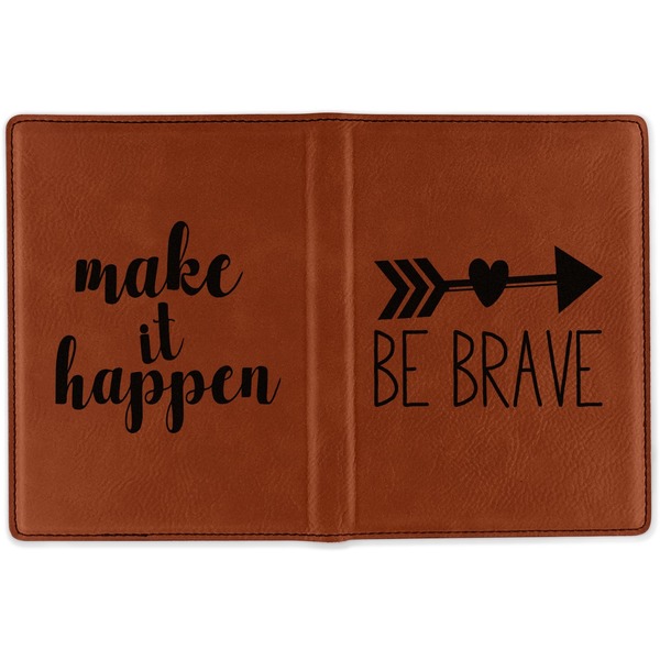 Inspirational Quotes Cognac Leather Passport Holder Outside Double Sided - Apvl