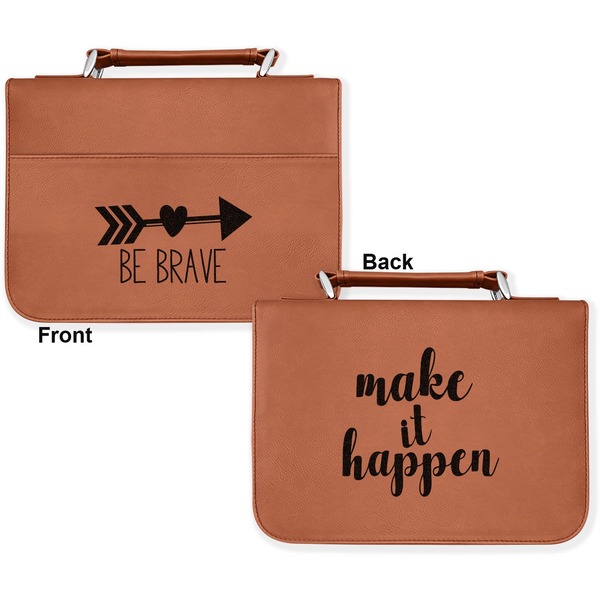 Inspirational Quotes Cognac Leatherette Bible Covers - Large Double Sided Apvl