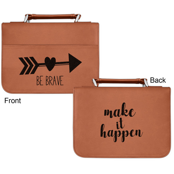 Inspirational Quotes Cognac Leatherette Bible Covers - Small Double Sided Apvl