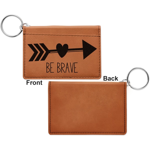 Inspirational Quotes Cognac Leatherette Keychain ID Holders - Front Apvl