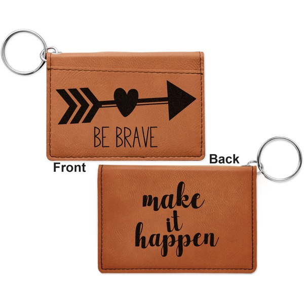 Inspirational Quotes Cognac Leatherette Keychain ID Holders - Front and Back Apvl