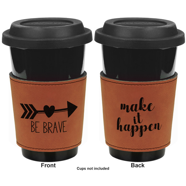 Inspirational Quotes Cognac Leatherette Mug Sleeve - Double Sided Apvl