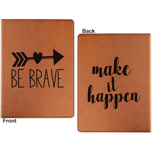 Inspirational Quotes Cognac Leatherette Portfolios with Notepad - Large - Double Sided - Apvl